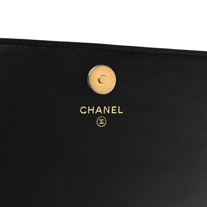 Chanel Calfskin Quilted Front Logo Enchained Clutch Black 7 of 8