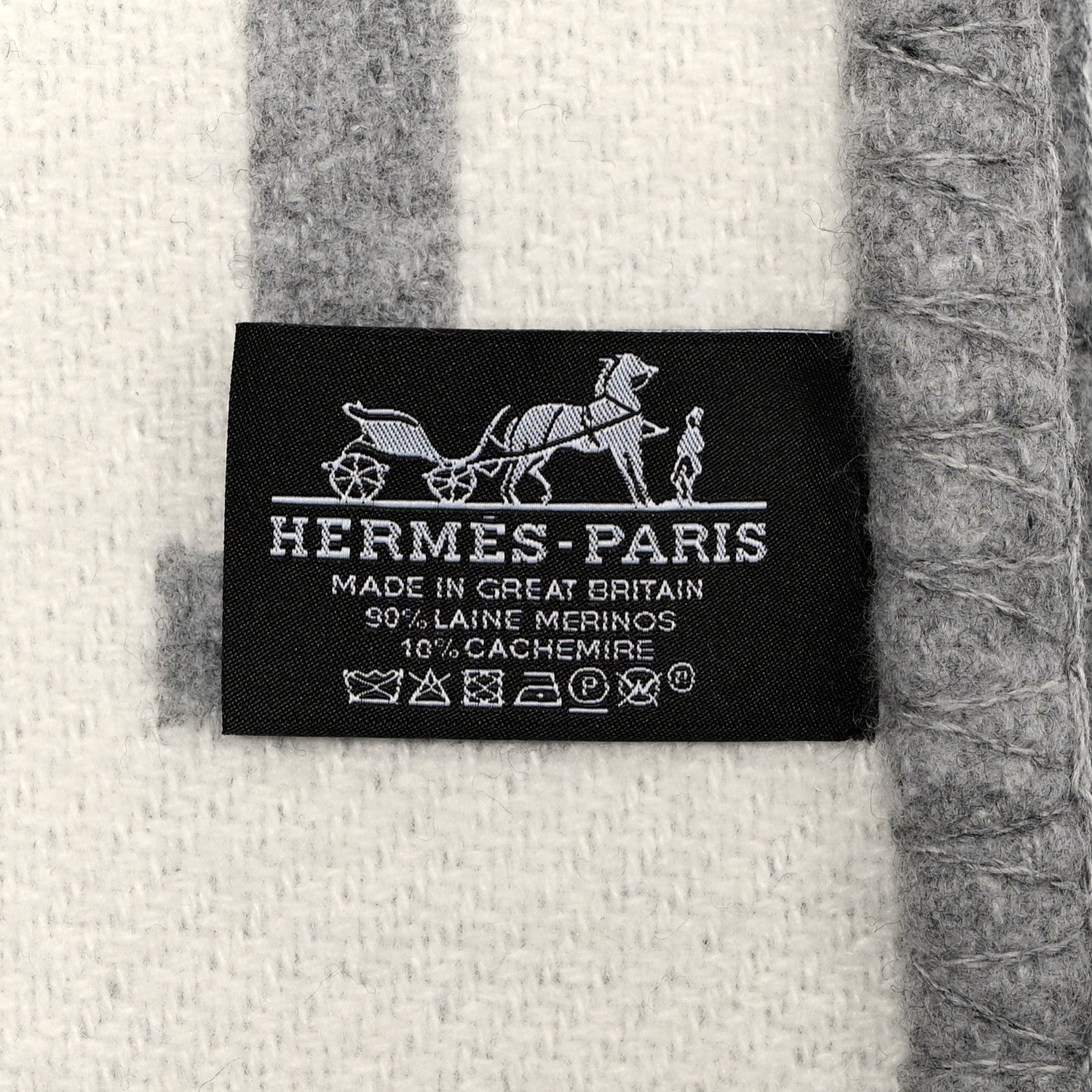 Hermes Wool Cashmere Avalon III Blanket Ecru Gris Clair 3 of 6