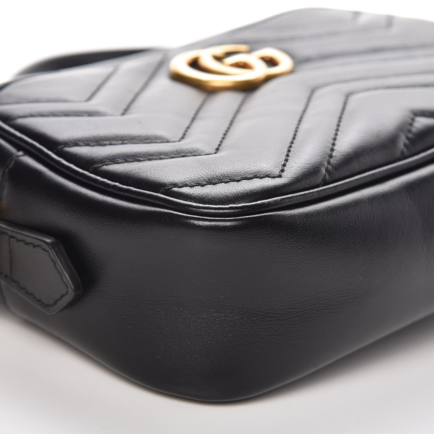 Calfskin Matelasse Mini GG Marmont Chain Shoulder Bag Black