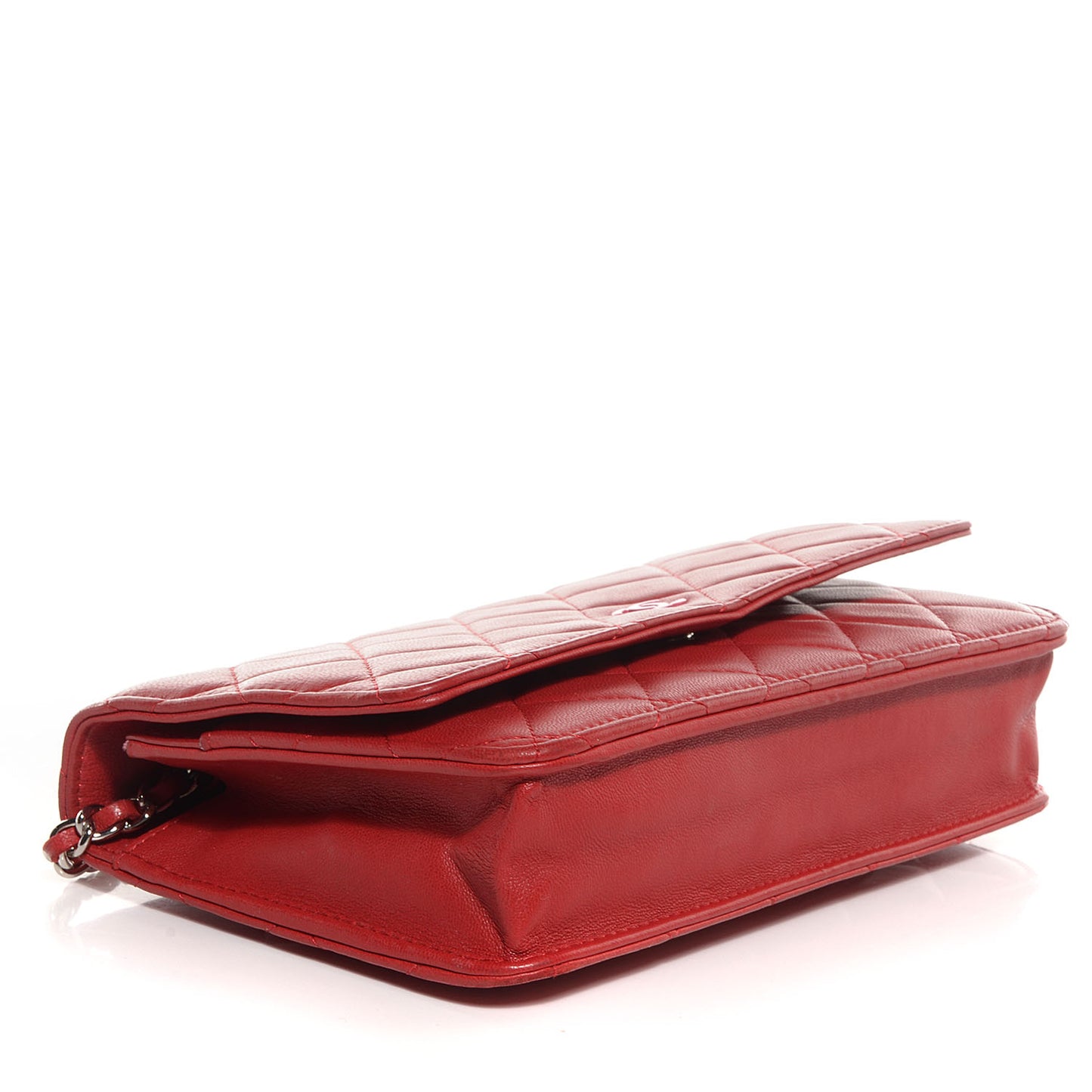 Lambskin Quilted Wallet On Chain WOC Red Pink