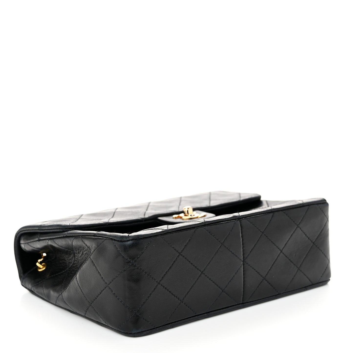 Lambskin Quilted Mini Square Flap Bag Black