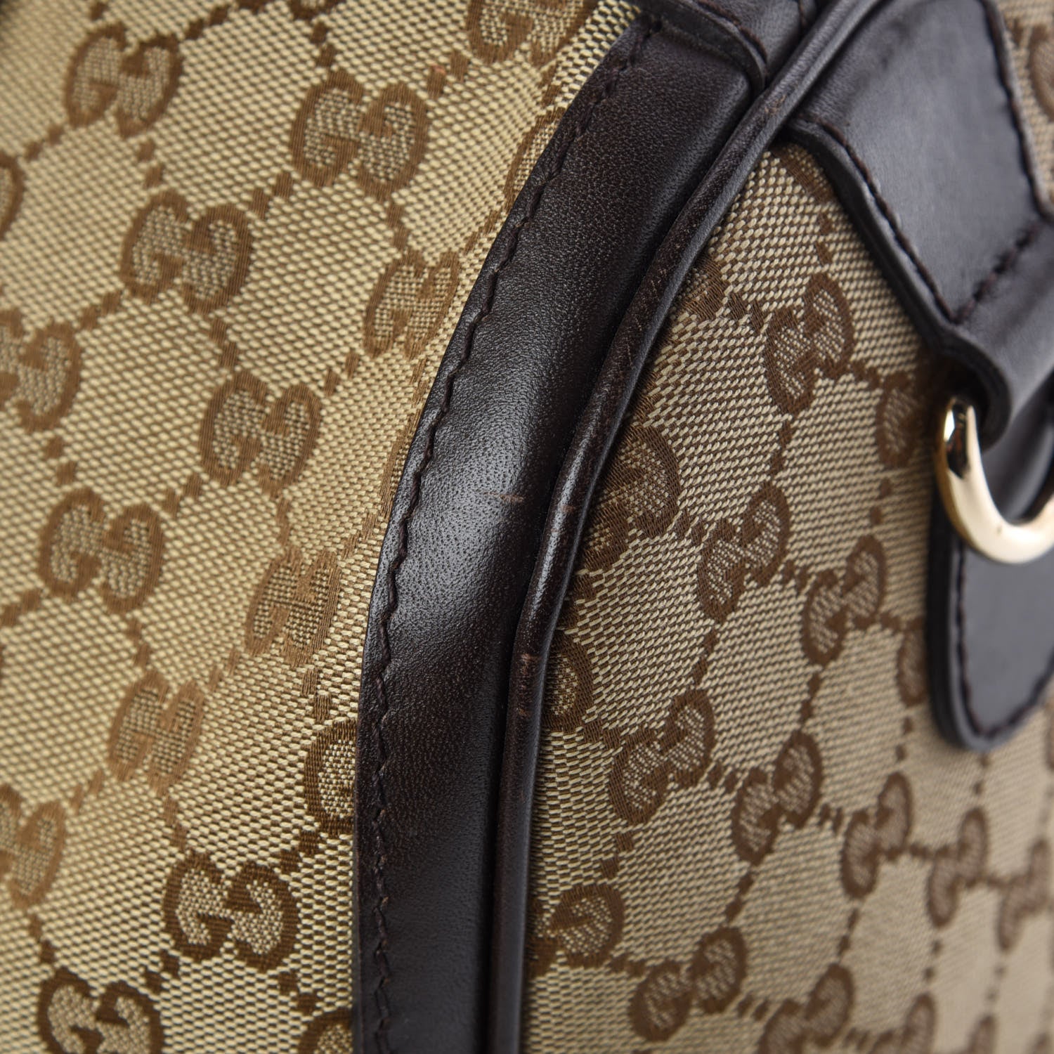Gucci Monogram Vintage Web Medium Boston Dark Brown 15 of 17