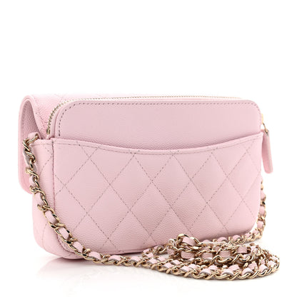 Chanel Caviar Quilted Flap Phone Holder With Chain Light Pink 3 of 13