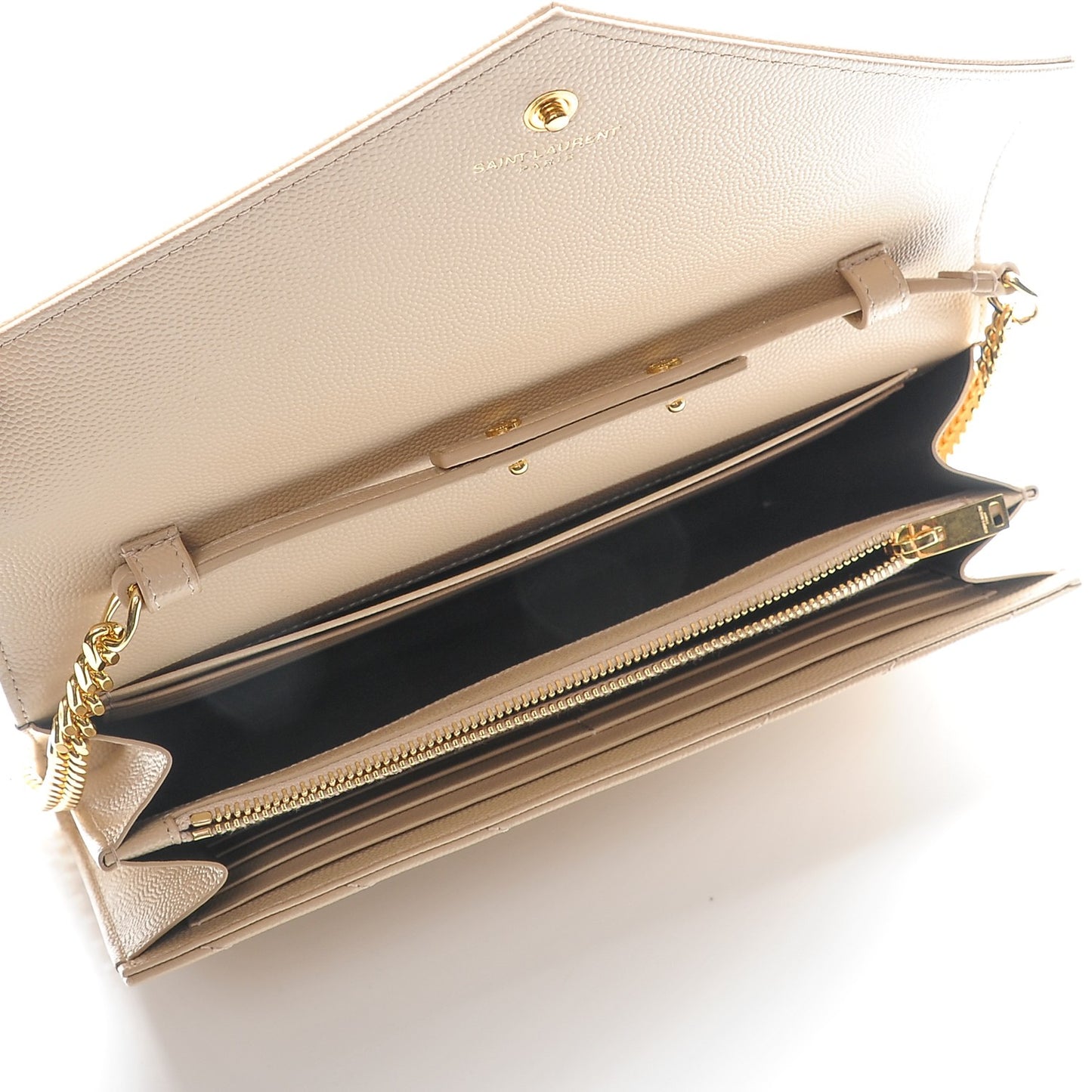 Grain De Poudre Matelasse Chevron Monogram Chain Wallet Nude Powder