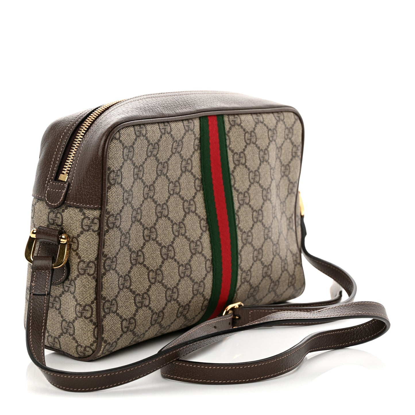 GG Supreme Monogram Web Small Ophidia Shoulder Bag Brown