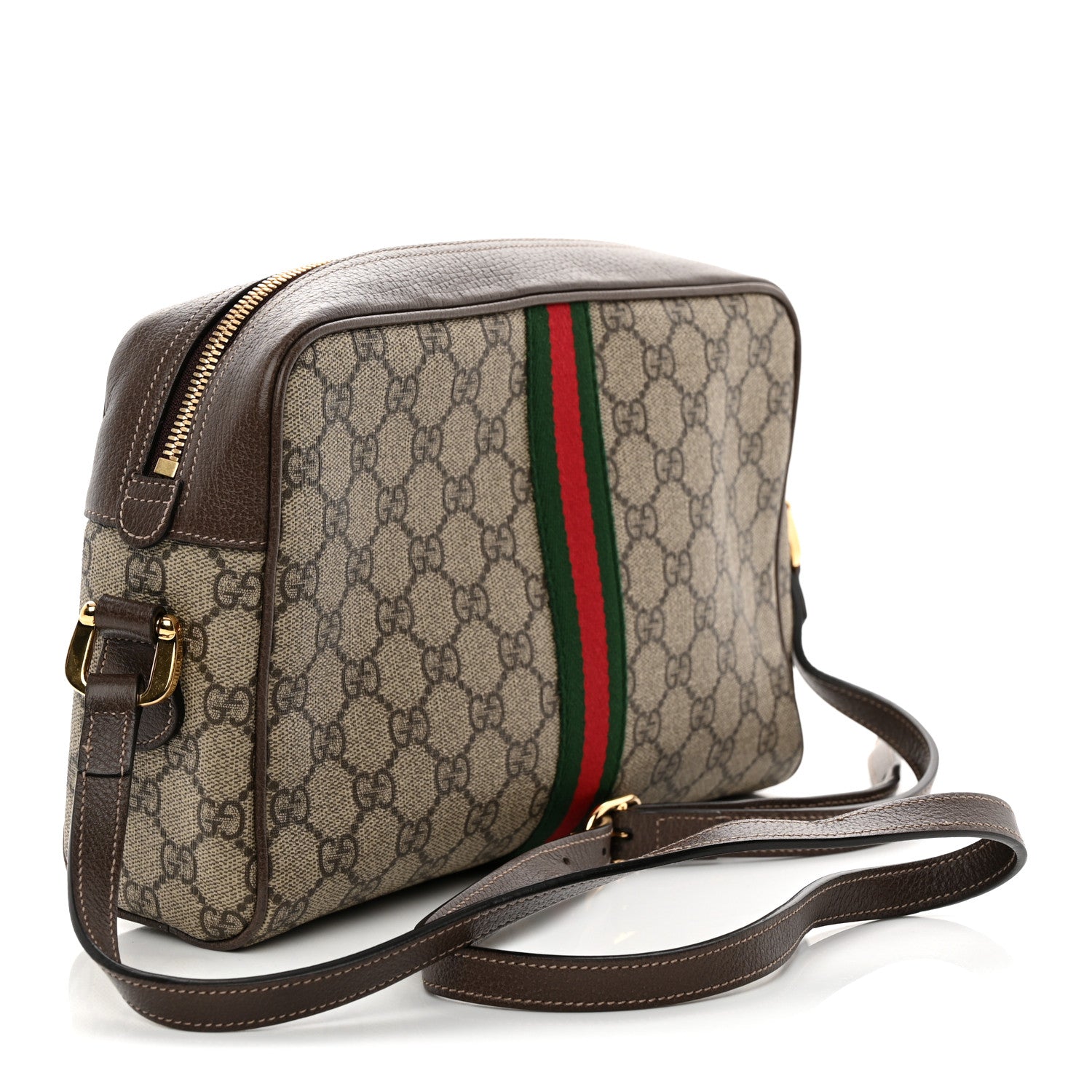 Gucci GG Supreme Monogram Web Small Ophidia Shoulder Bag Brown 3 of 12