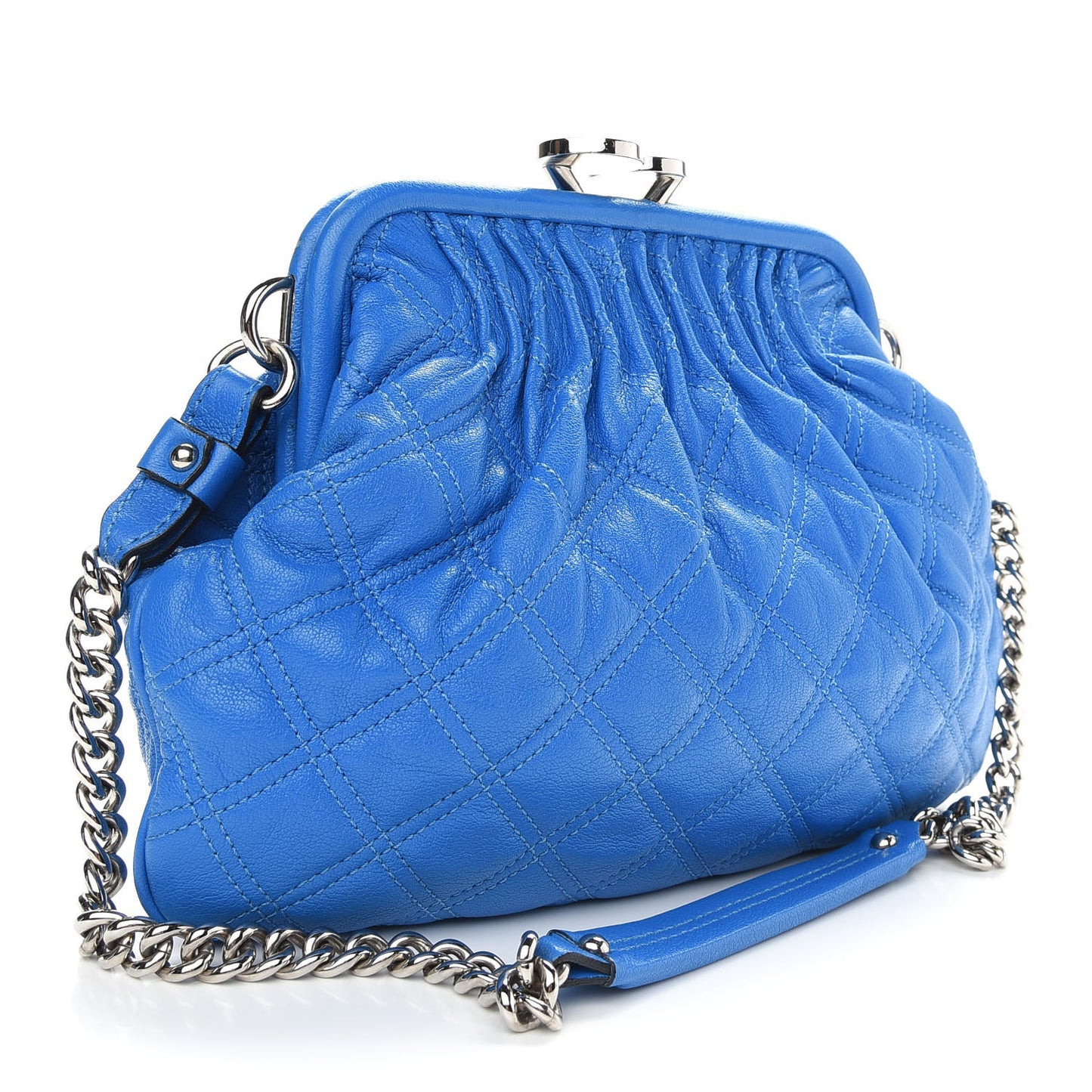 Calfskin Quilted Little Stam Bright Blue
