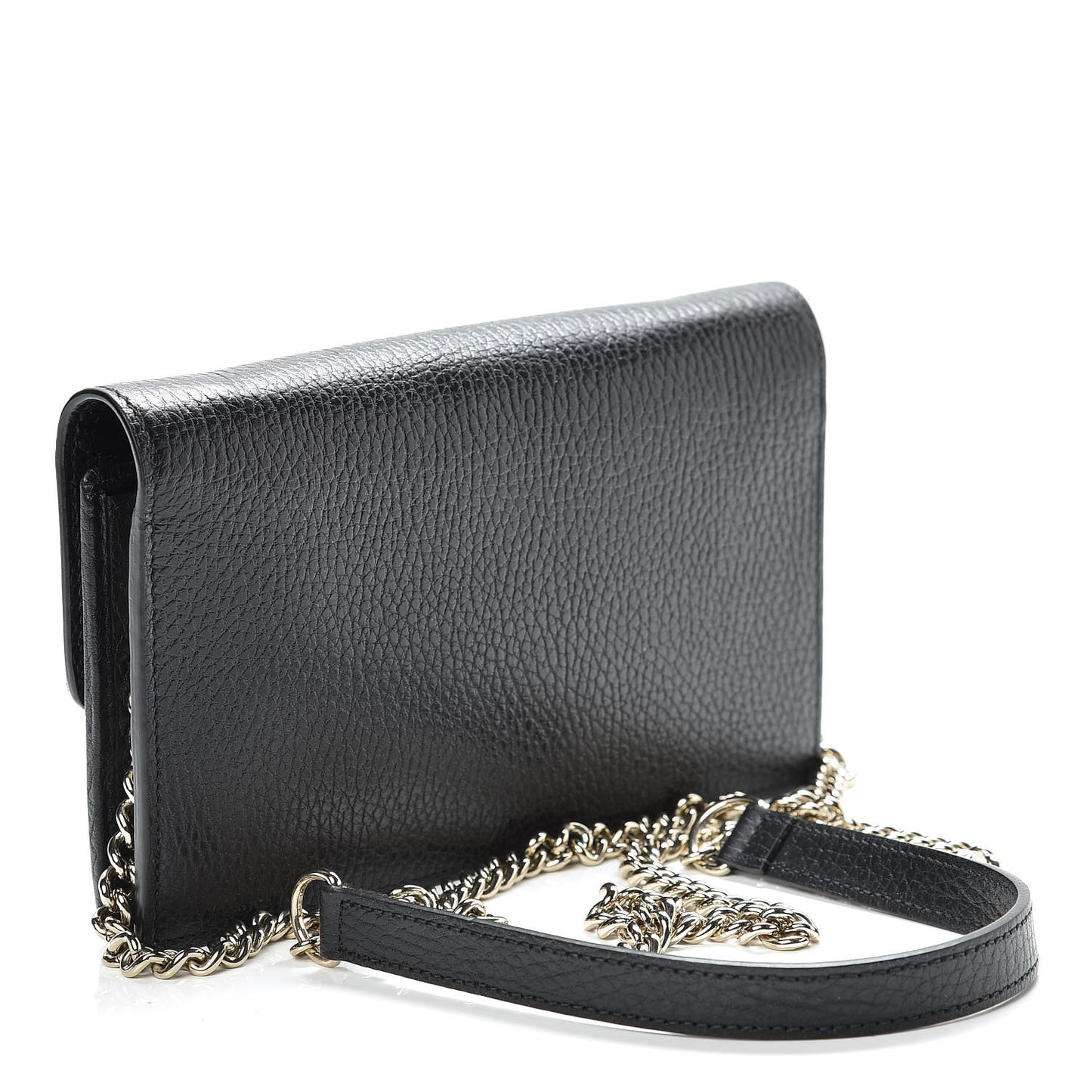 Dollar Calfskin Interlocking G Chain Wallet Black