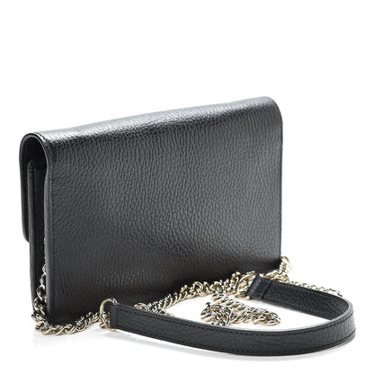 Gucci Dollar Calfskin Interlocking G Chain Wallet Black 3 of 12