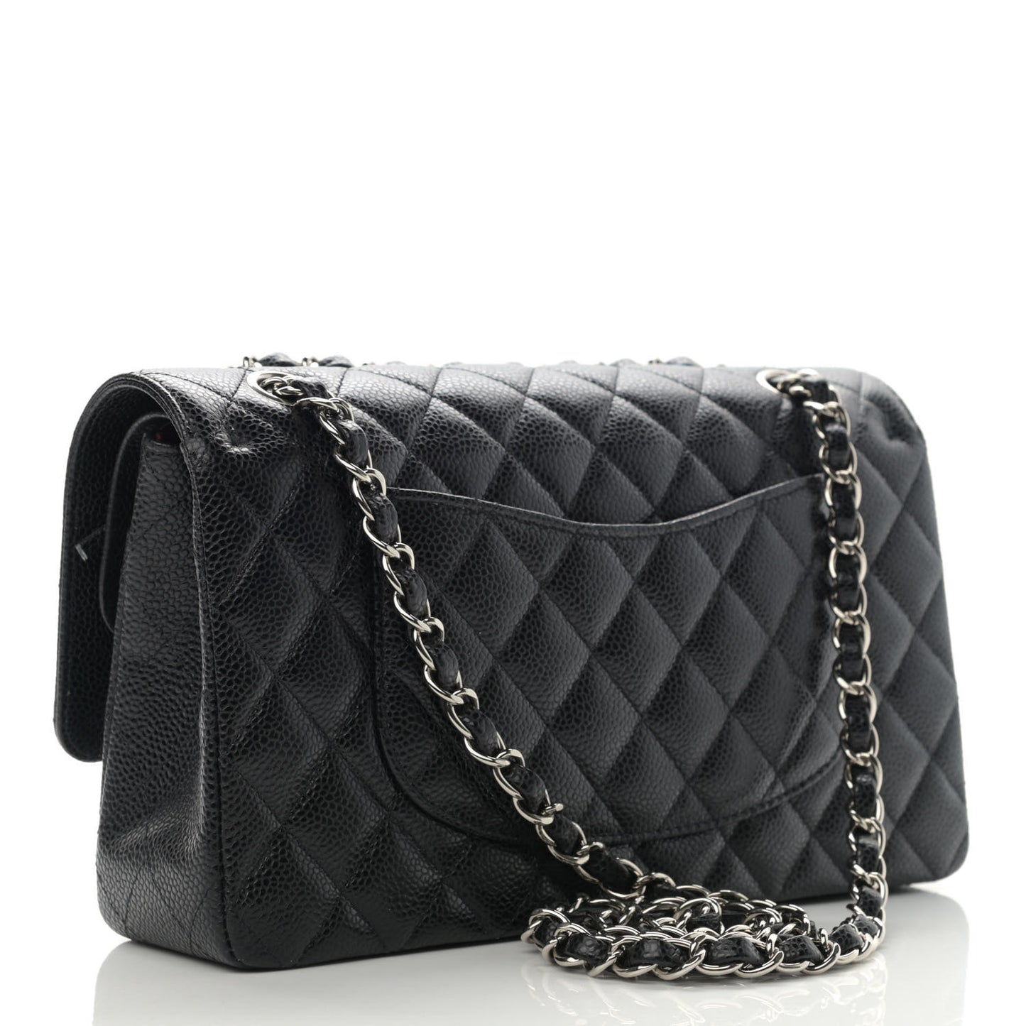 Caviar Quilted Medium Double Flap Black