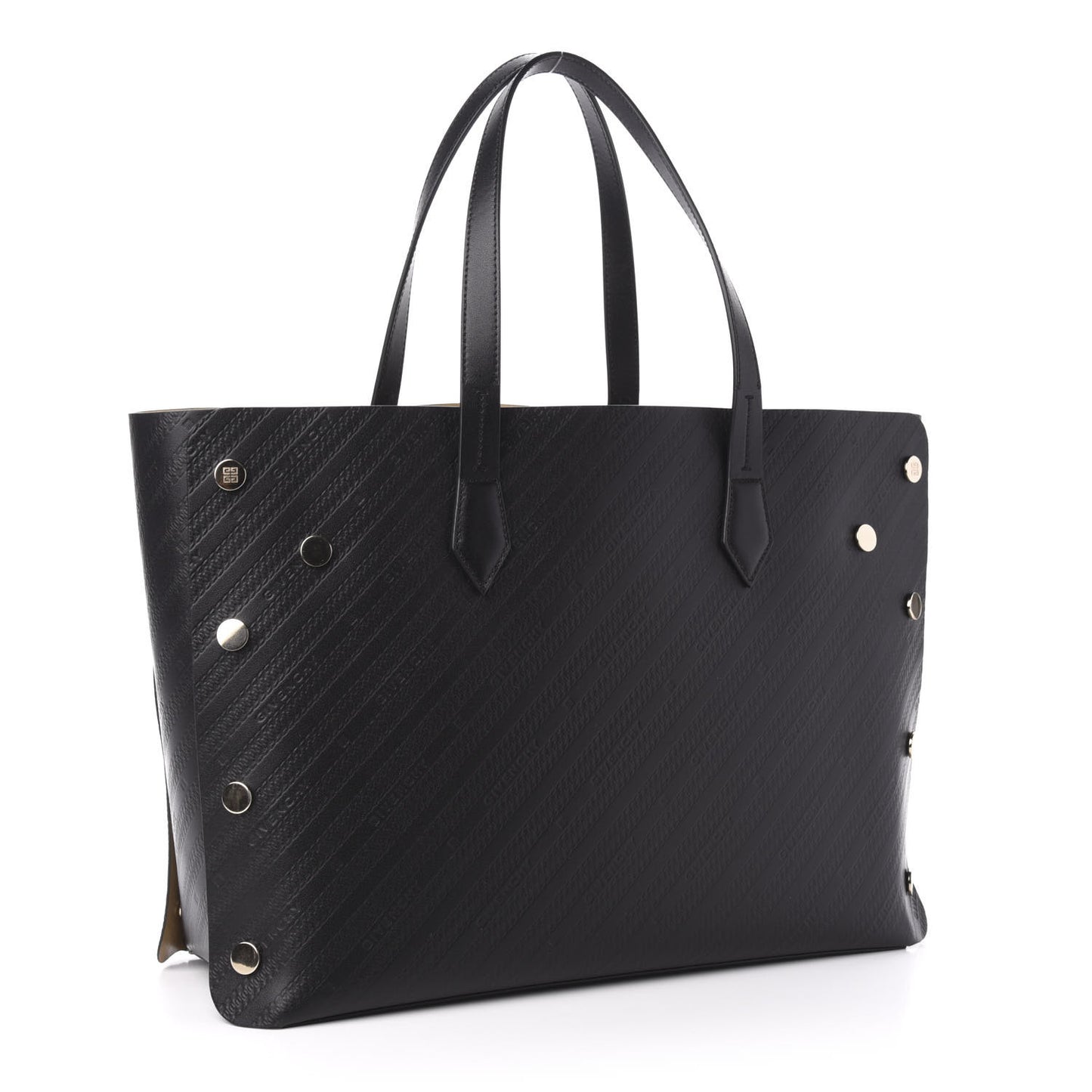 Calfskin Chain Embossed Medium Bond Shopper Tote Black