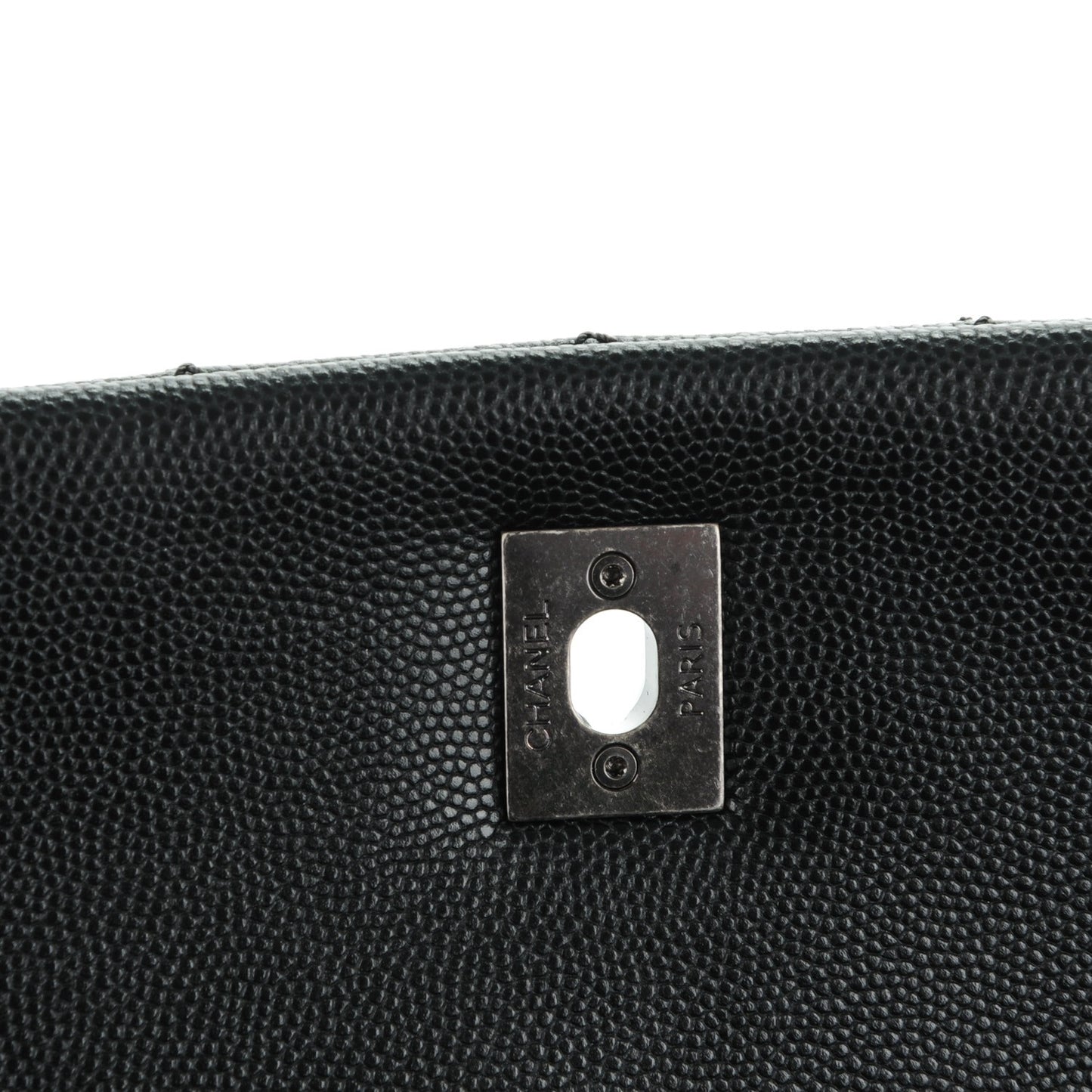 Caviar Lizard Quilted Medium Coco Handle Flap Black