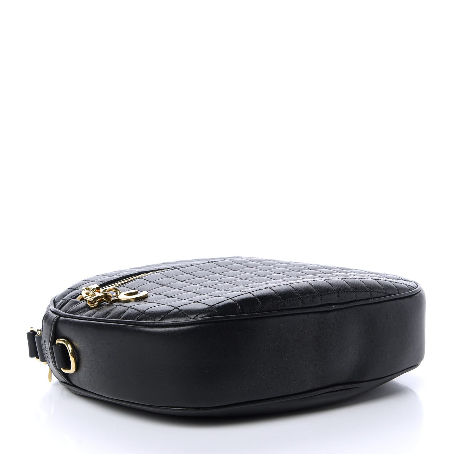 Calfskin Quilted Medium C Charm Bag Black