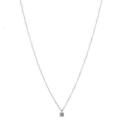 Tiffany Platinum Diamond .31ct Solitaire Pendant Necklace 1 of 5