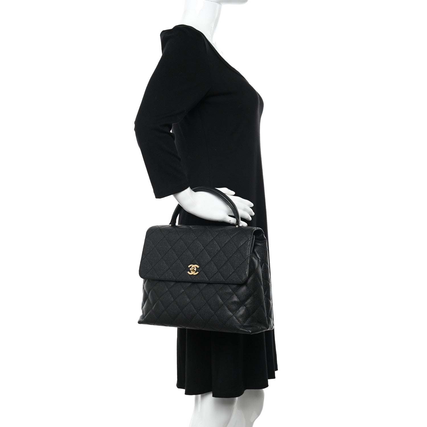 Chanel Caviar Quilted Jumbo Kelly Flap Black 2 of 12