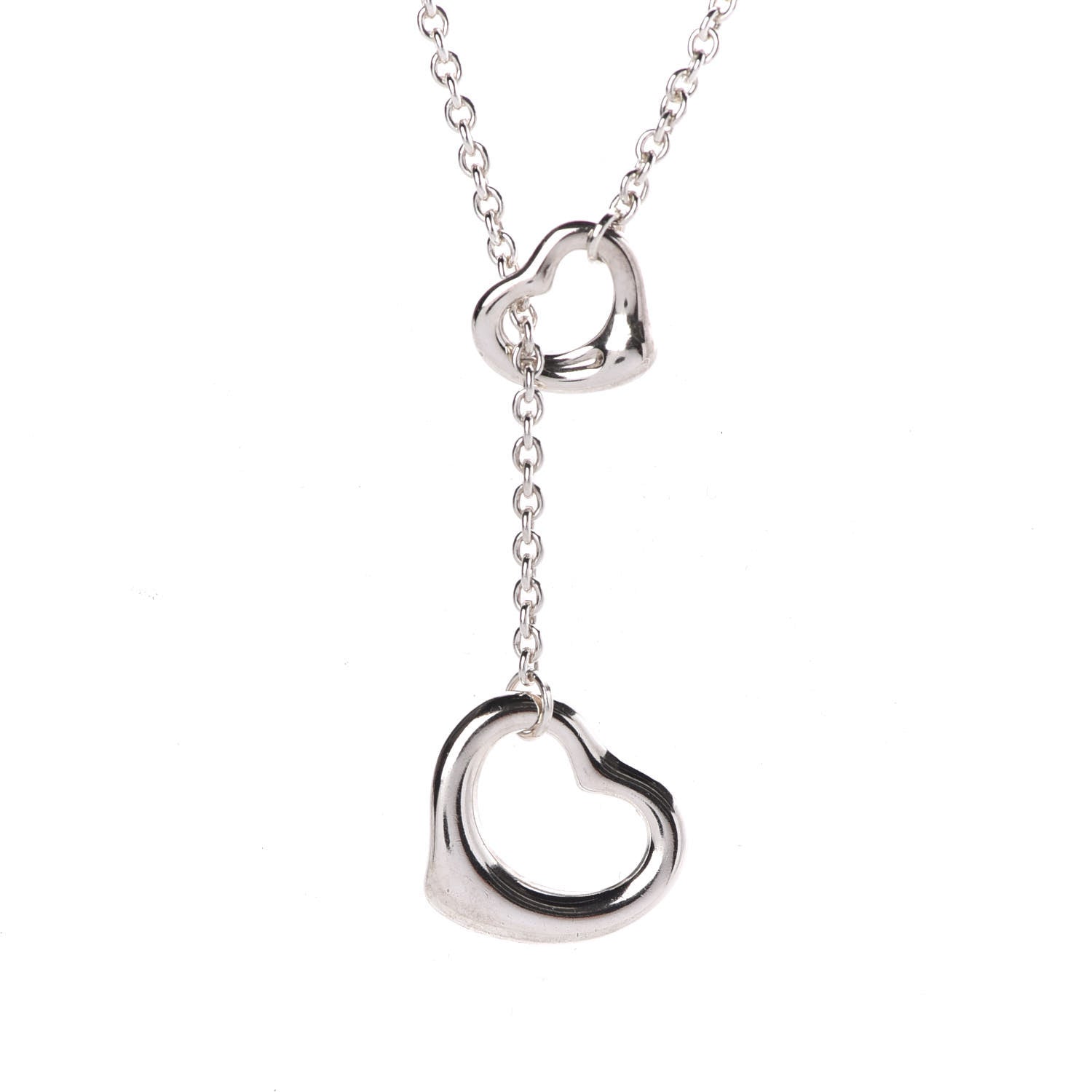 Tiffany Sterling Silver Elsa Peretti Open Heart Lariat Necklace 4 of 8