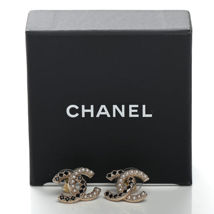 Chanel Resin Pearl CC Earrings Gold Black 5 of 5