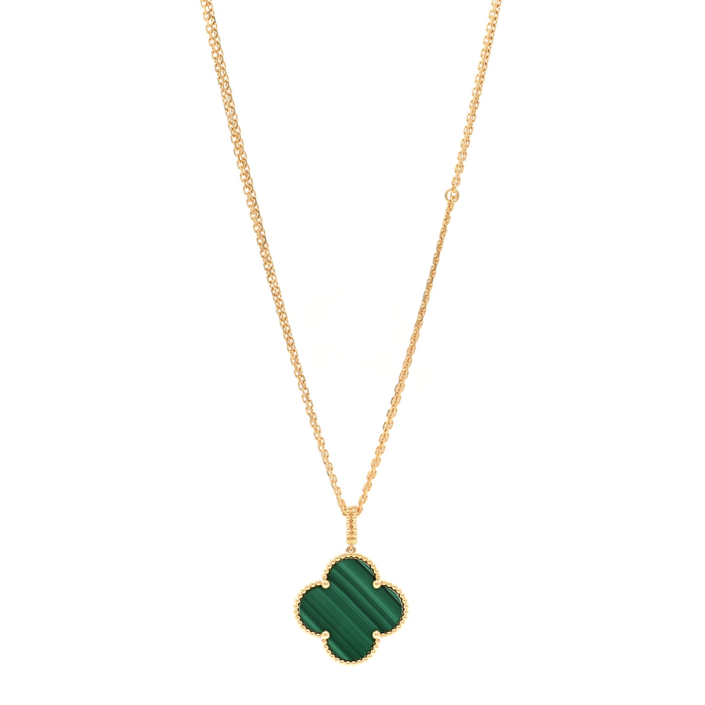18K Yellow Gold Malachite Magic Alhambra Pendant Necklace