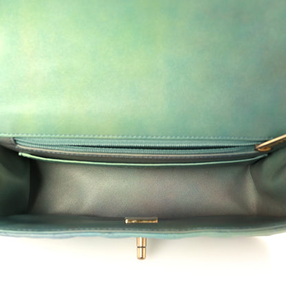 Chanel Lambskin Quilted Ombre Mini Top Handle Rectangular Flap Blue Green 5 of 11