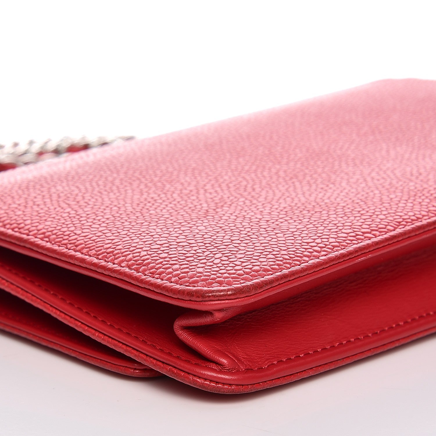 Chanel Caviar Timeless CC Wallet On Chain WOC Dark Pink 13 of 14