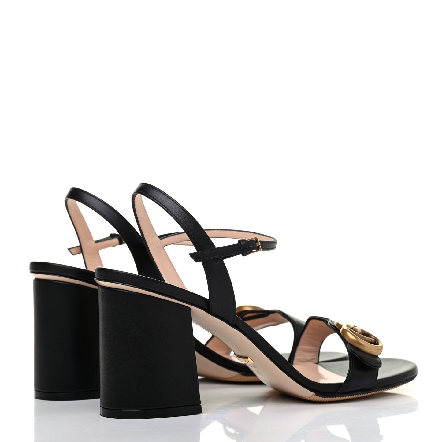Lifford Calfskin GG Marmont Ankle Wrap 75mm Sandals 40 Black