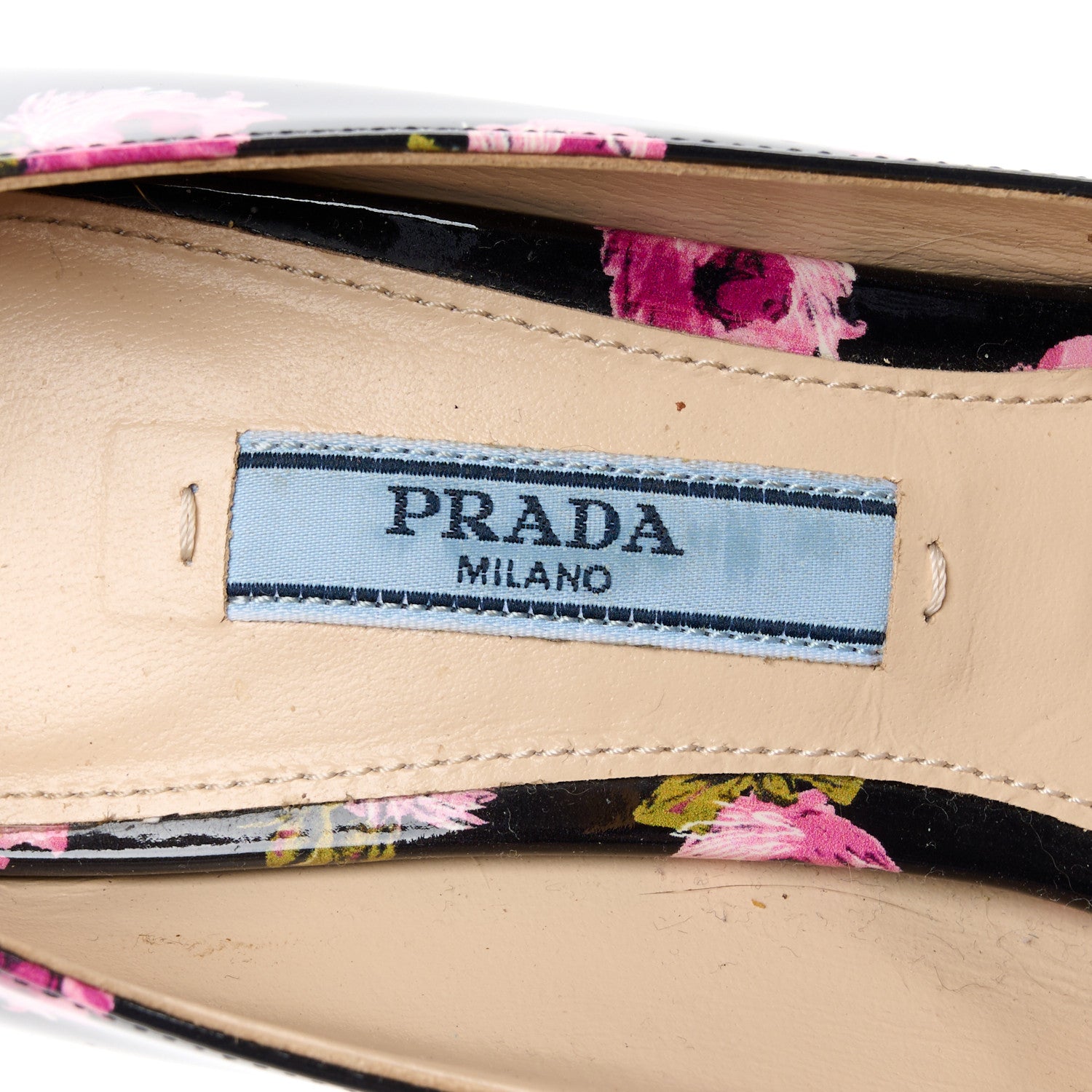 Prada Vernice Rose Print 85mm Pumps 36.5 Black 7 of 8