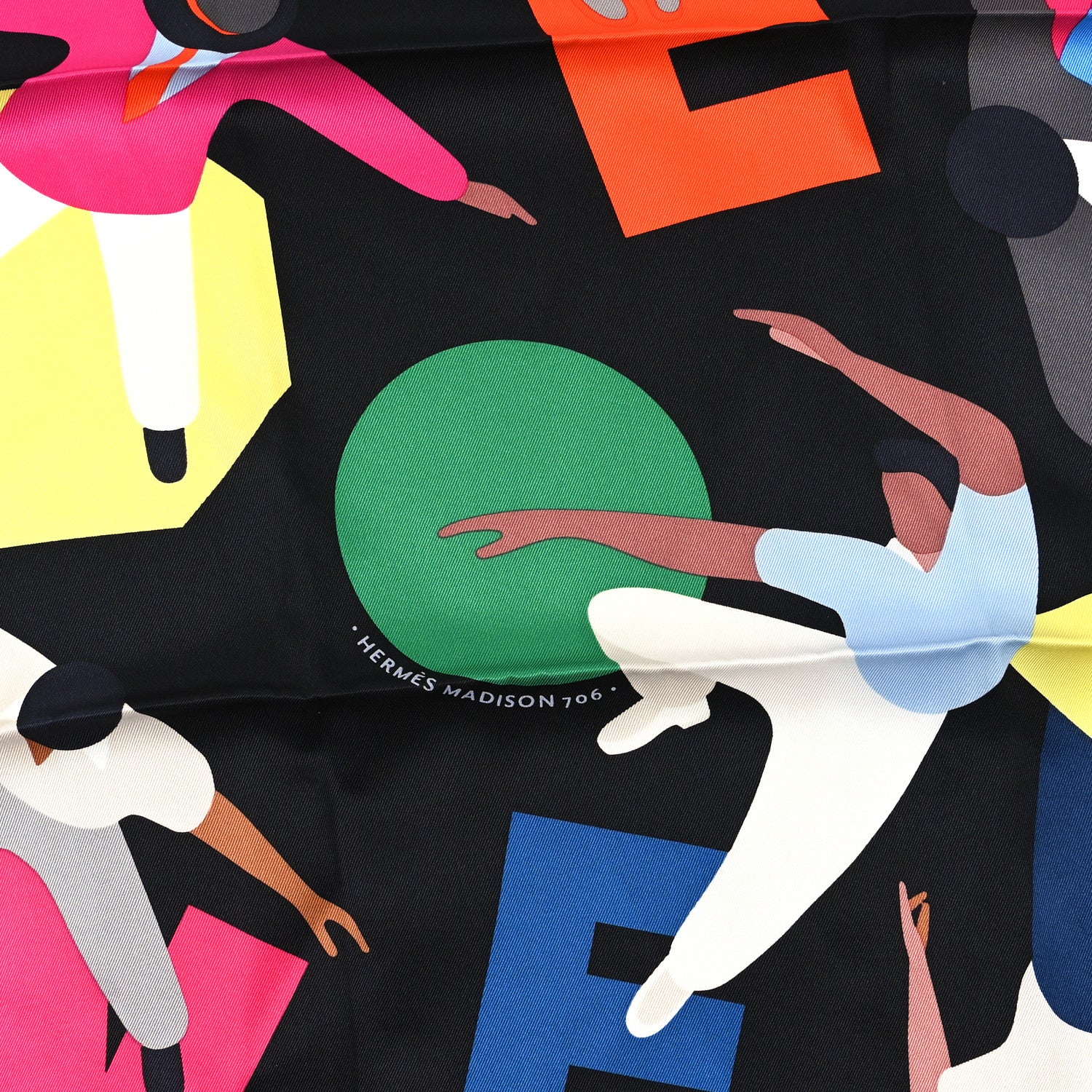 Hermes Silk Hommage A Gene Kelly Scarf 70 Black Rose Vif Multicolore 2 of 3