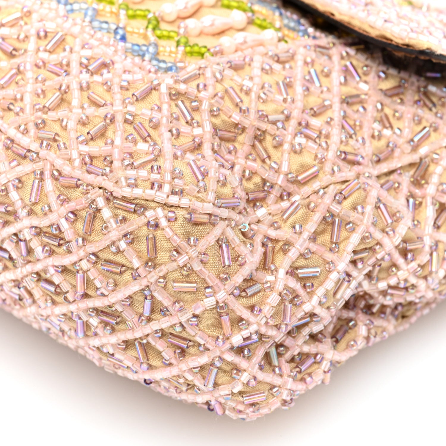 Fendi Linen Crystal Beaded Baguette Beige Multicolor 9 of 12