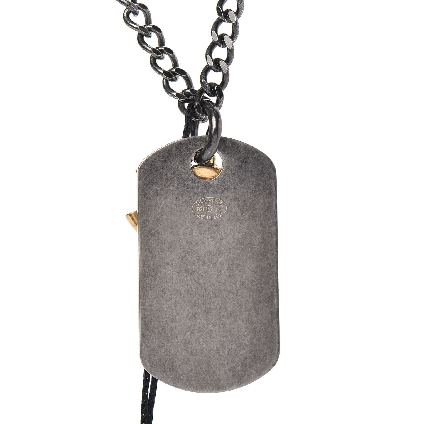 Ruthenium ID Dog Tag Charm Necklace Silver Gold