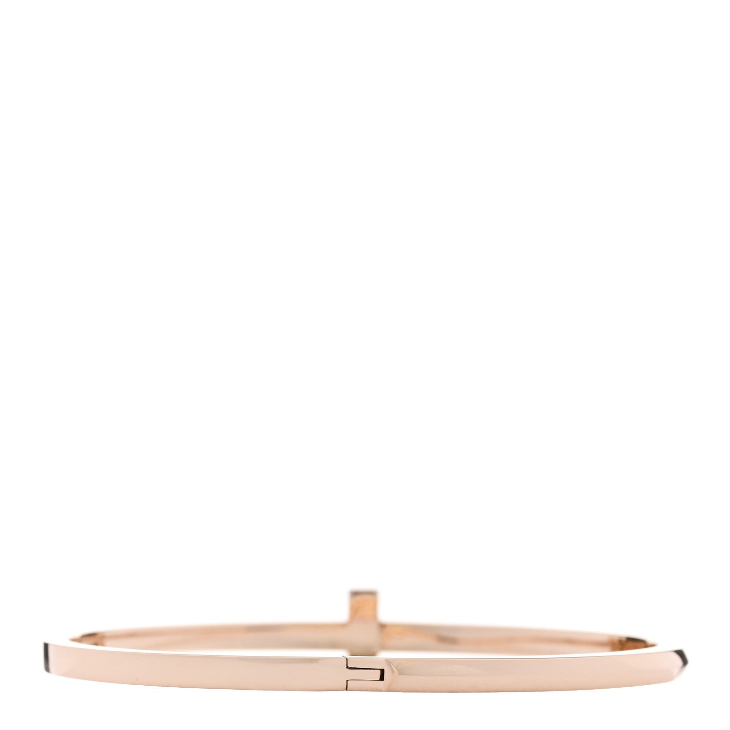 Tiffany 18K Rose Gold Narrow T T1 Hinged Bangle Bracelet 2 of 4