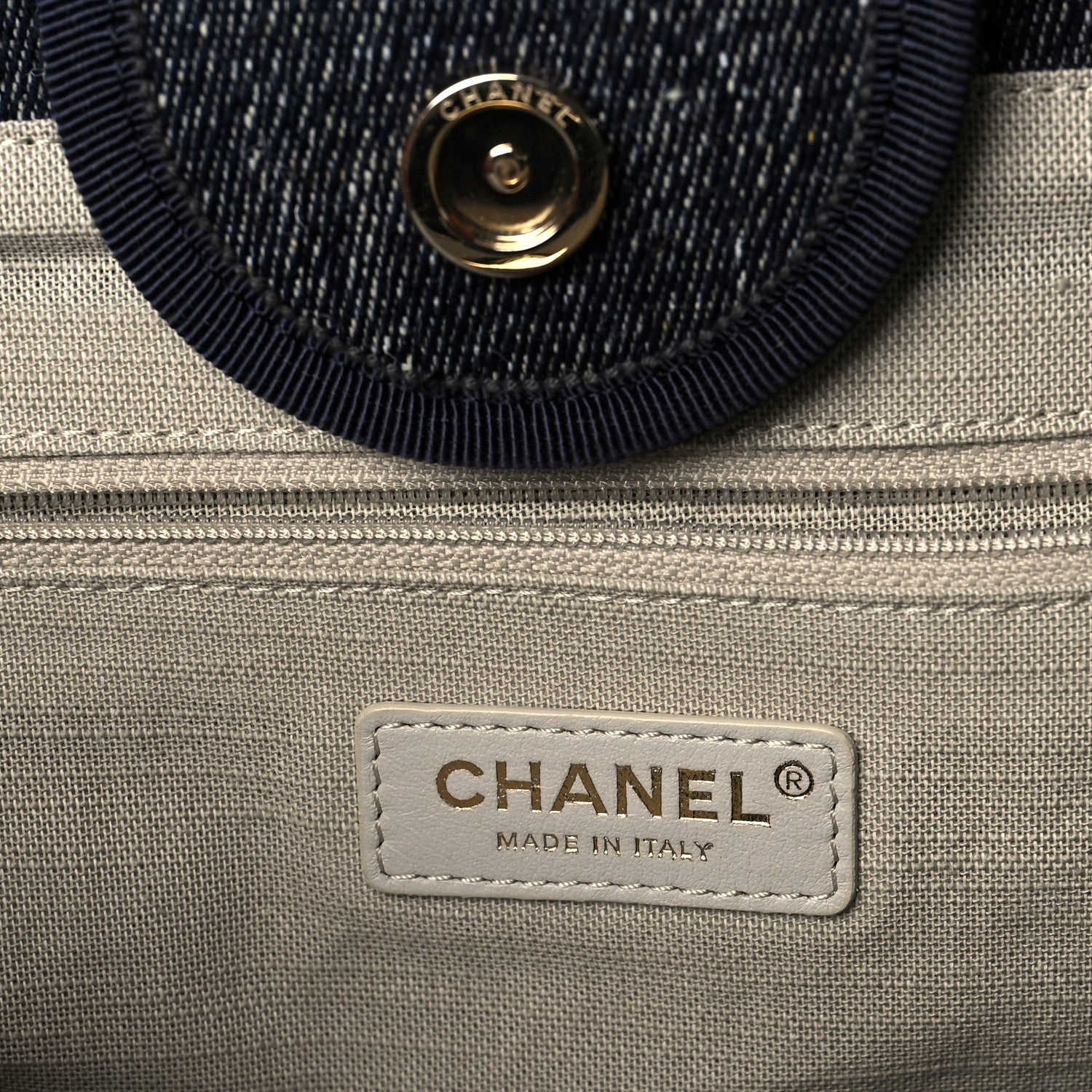 Chanel Denim Medium Deauville Tote Dark Blue White 6 of 10