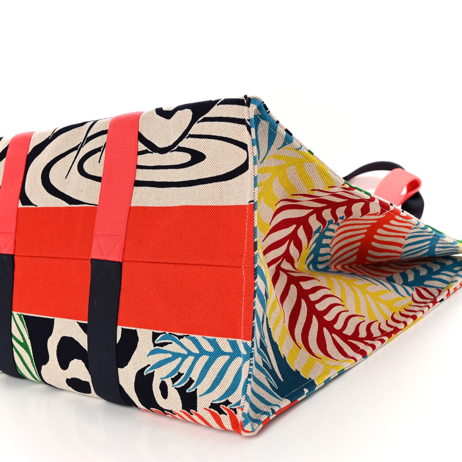 Hermes Cotton Canvas Jaguar Quetzal Beach Bag 9 of 9