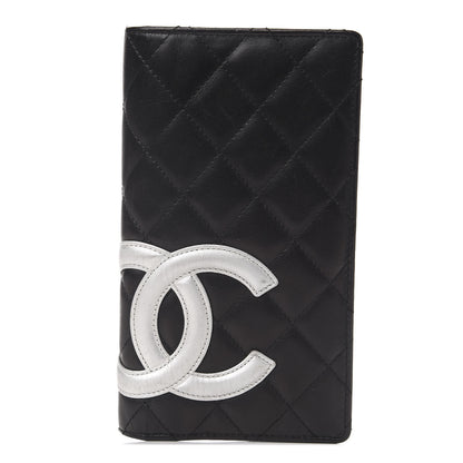 Chanel Calfskin Quilted Cambon Yen Wallet Black Silver 1 of 9