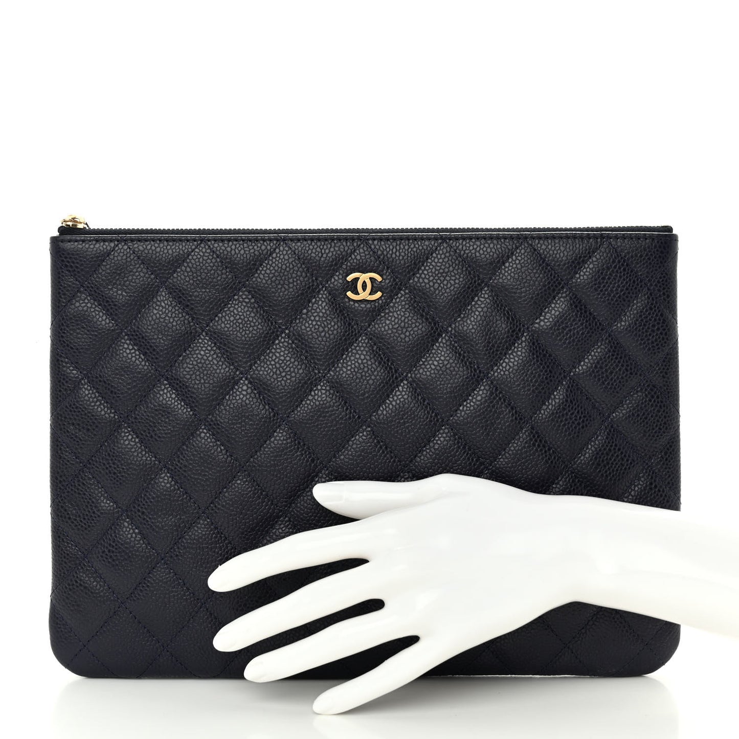 Caviar Quilted Medium Cosmetic Case Navy