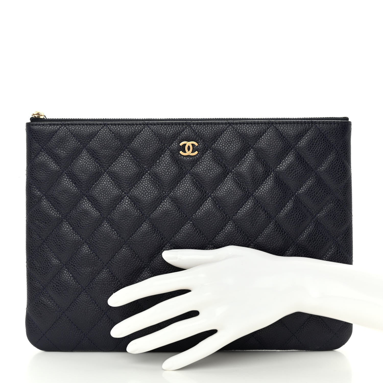 Chanel Caviar Quilted Medium Cosmetic Case Navy 2 of 7