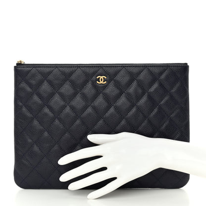 Chanel Caviar Quilted Medium Cosmetic Case Navy 2 of 7