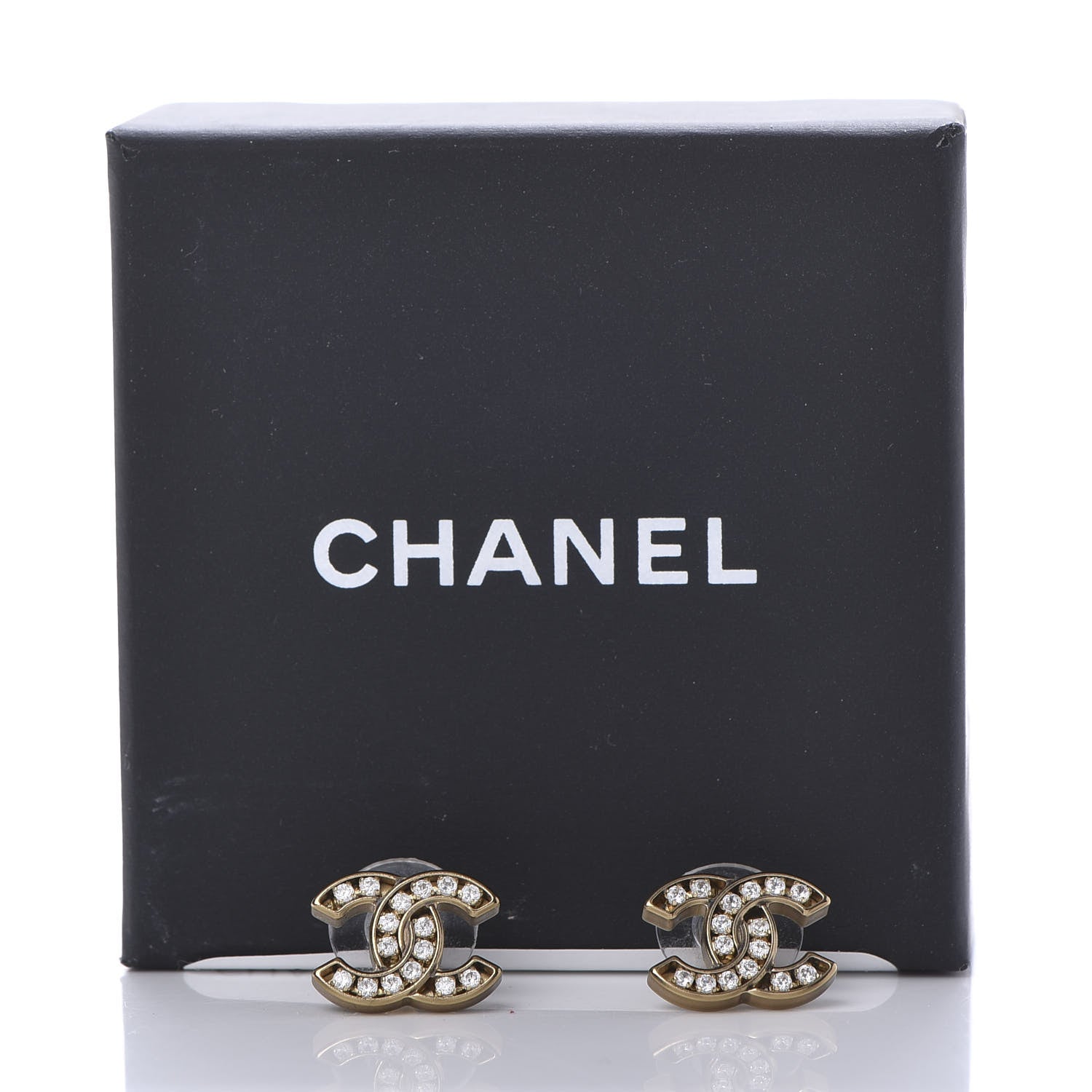 Chanel Crystal CC Earrings Gold 5 of 5
