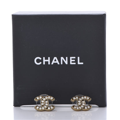 Chanel Crystal CC Earrings Gold 5 of 5