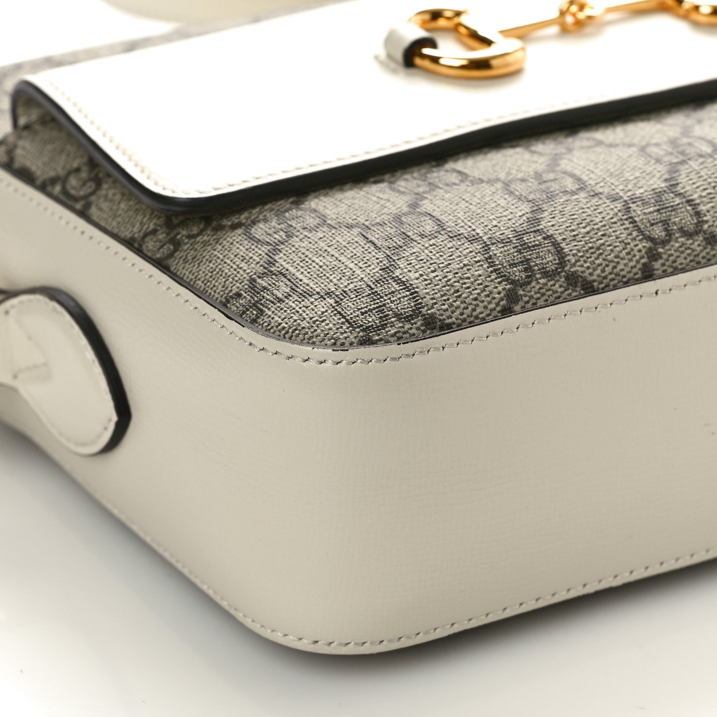GG Supreme Monogram Small Horsebit 1955 Shoulder Bag Beige Mystic White