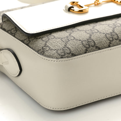 Gucci GG Supreme Monogram Small Horsebit 1955 Shoulder Bag Beige Mystic White 9 of 11
