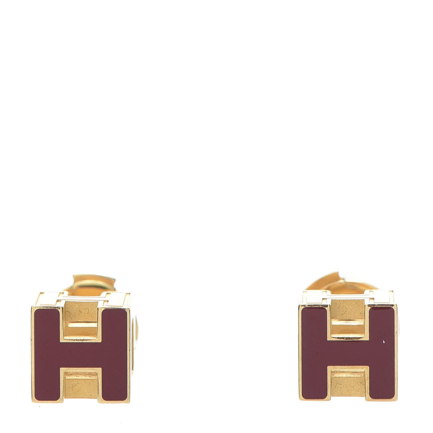 Gold Lacquered Cage d'H Earrings Rouge H