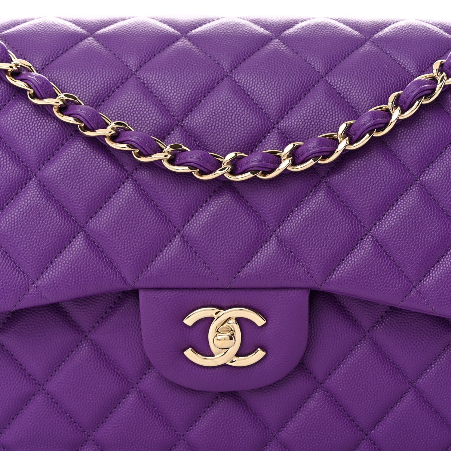 Chanel Caviar Quilted Jumbo Double Flap Purple 8 of 11