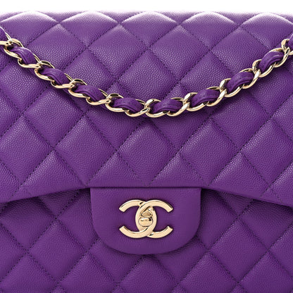 Chanel Caviar Quilted Jumbo Double Flap Purple 8 of 11