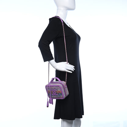 Chanel Tweed Lambskin CC Filigree Vanity Clutch With Chain Purple Multicolor 2 of 9