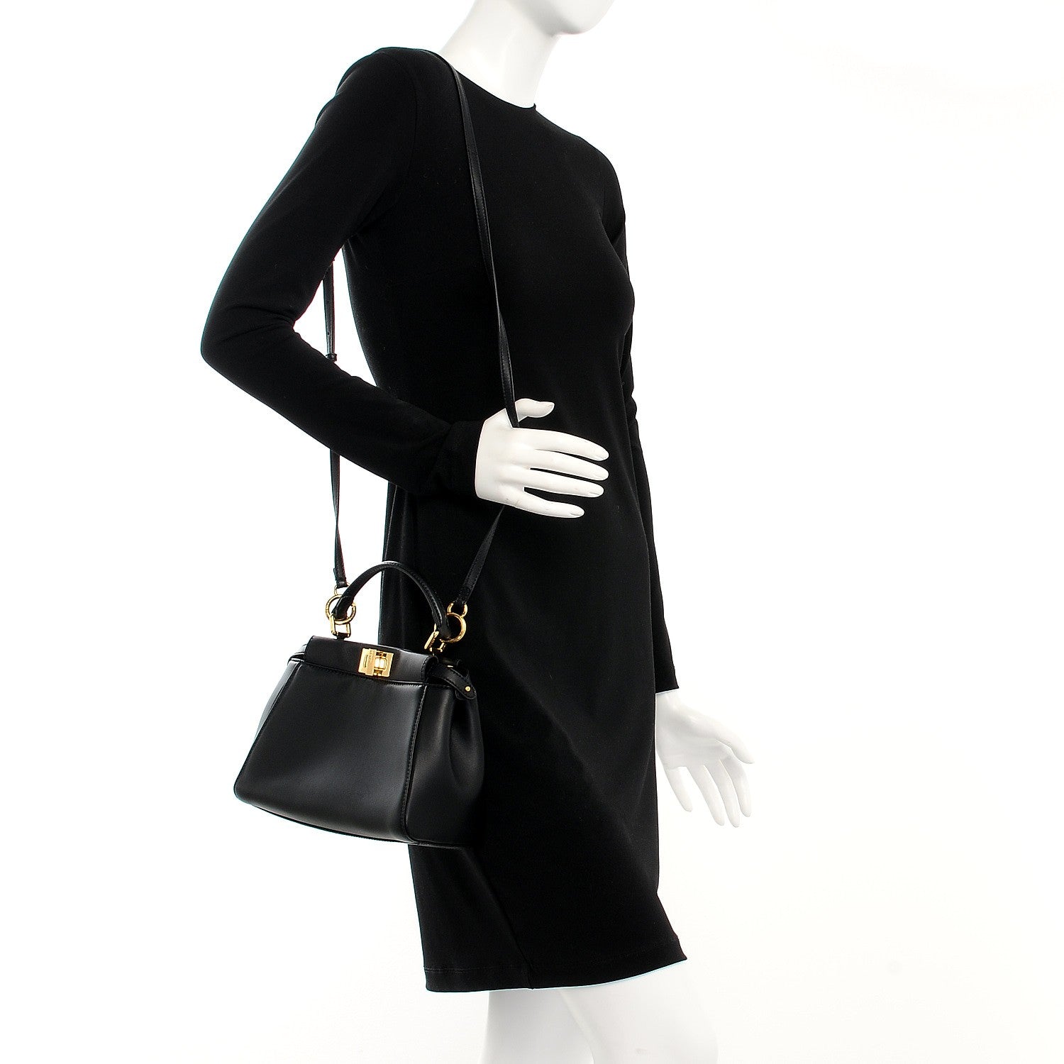 Fendi Nappa Mini Peekaboo Iconic Satchel Black 2 of 10