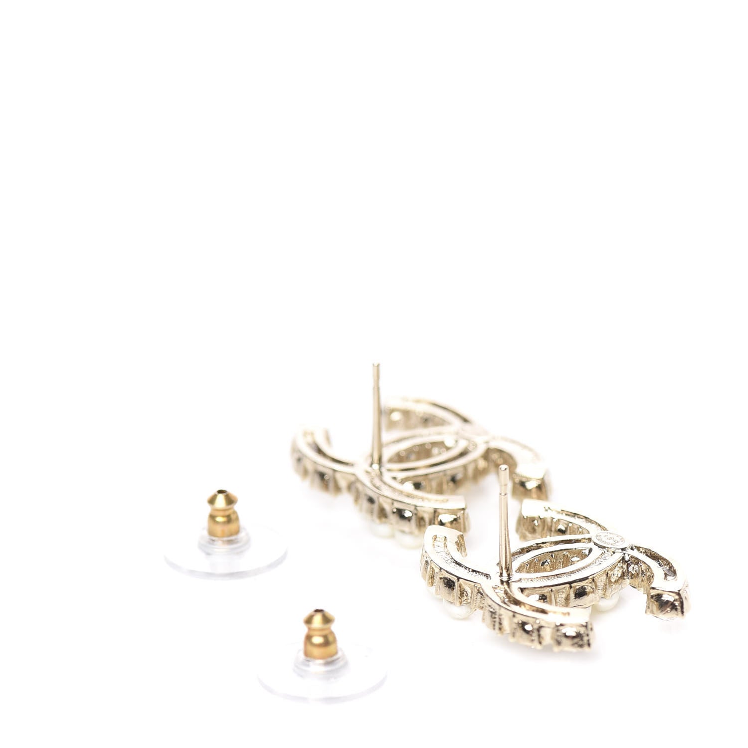 Chanel Crystal Pearl CC Dazzling Domino Earrings Gold 3 of 5