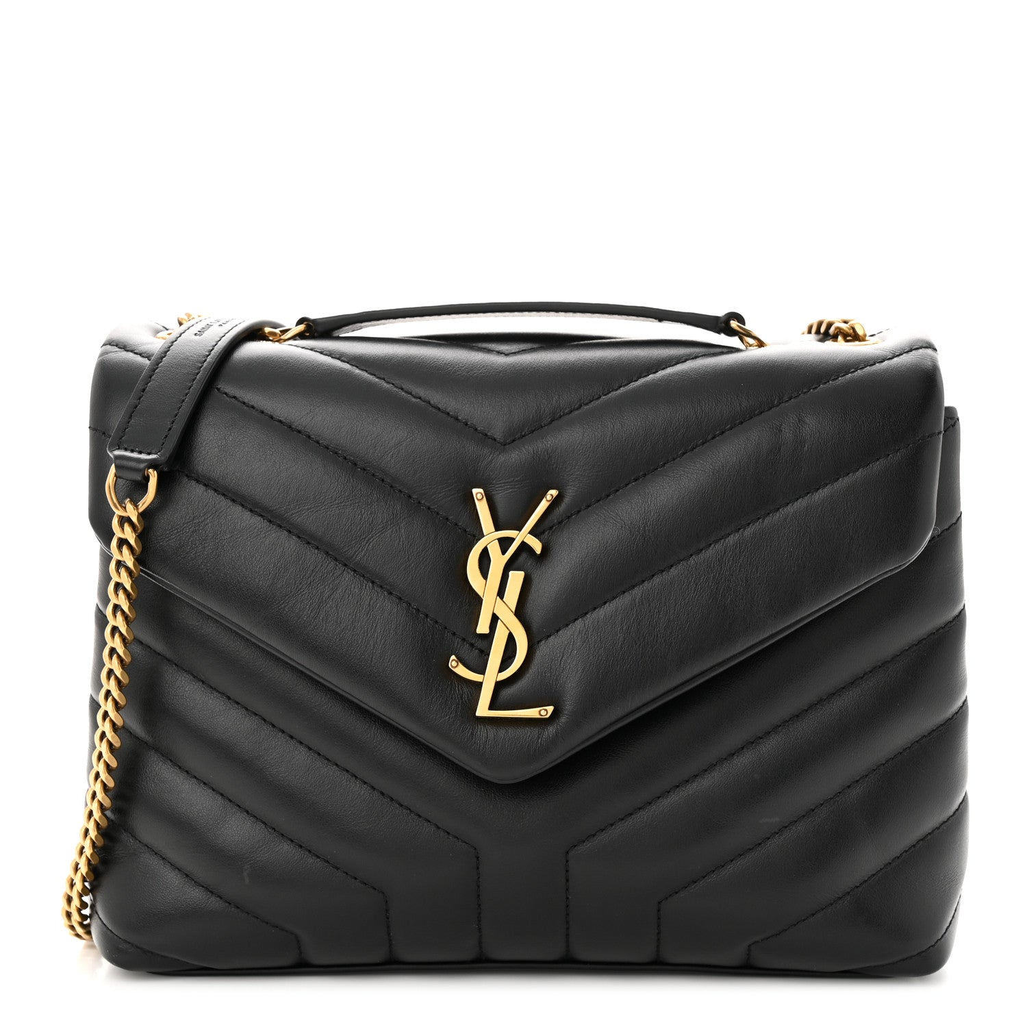 Saint Laurent Calfskin Y Quilted Monogram Small Loulou Chain Satchel Black 1 of 11
