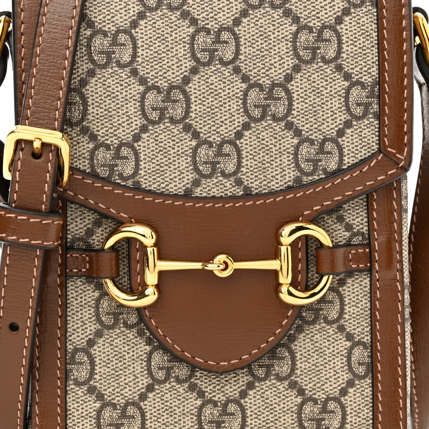 Gucci GG Supreme Monogram Mini Horsebit 1955 Crossbody Bag Beige Brown Sugar 8 of 10