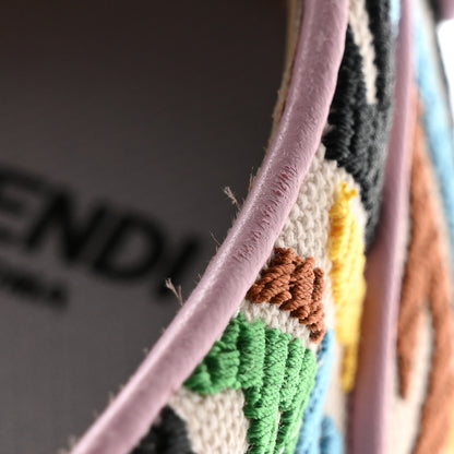 Fendi X SARA COLEMAN Canvas FF Vertigo Embroidered Womens Rise Slip On Sneakers 36 Grezzo Multicolor 10 of 10