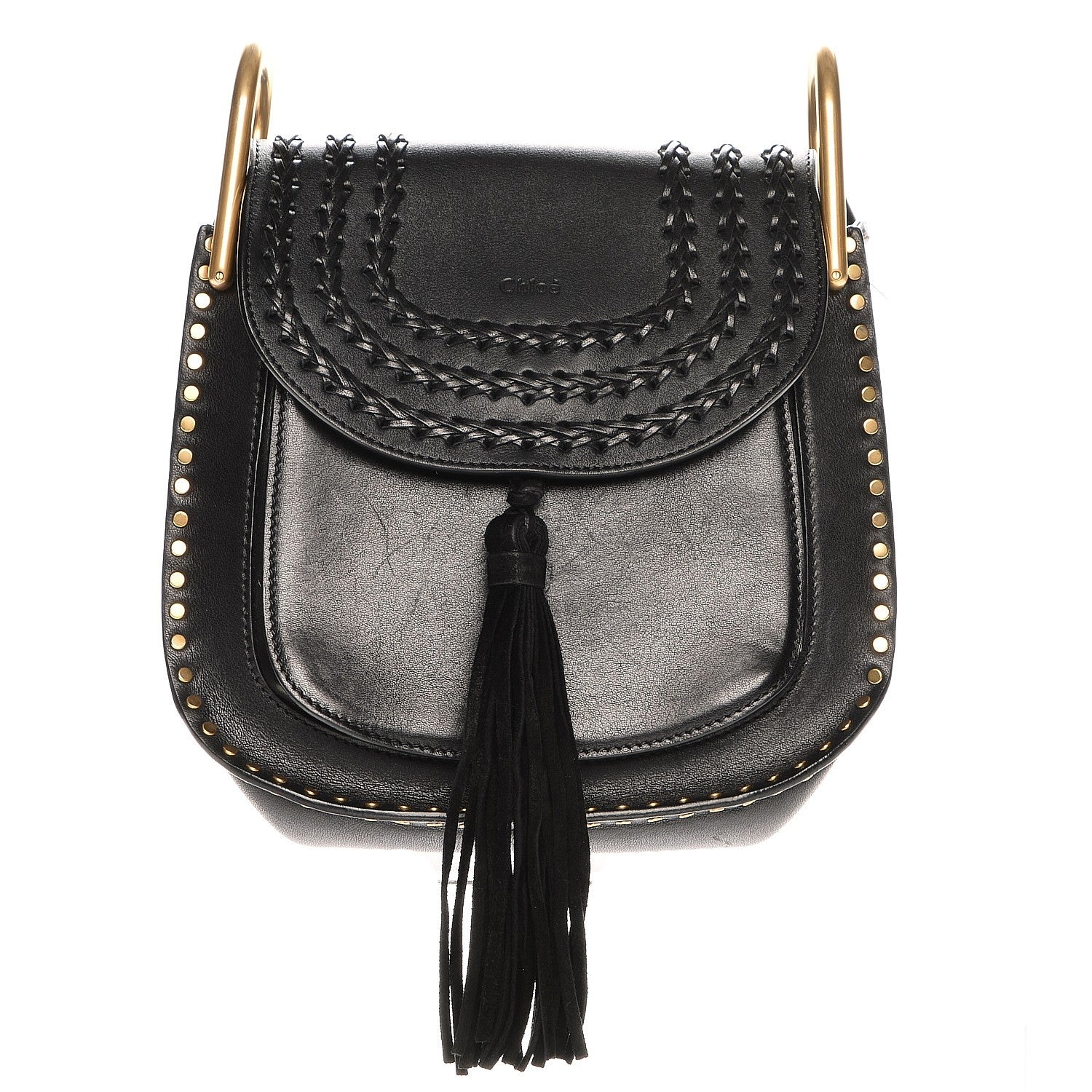 Chloe Calfskin Braided Small Hudson Shoulder Bag Black 1 of 7
